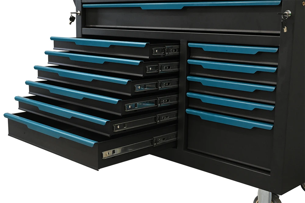 OEM Heavy Duty 12-Drawer Anti-Theft Waterproof Modular Rolling Tool Cabinet with Worktop for Garage Workshop Repair Storage