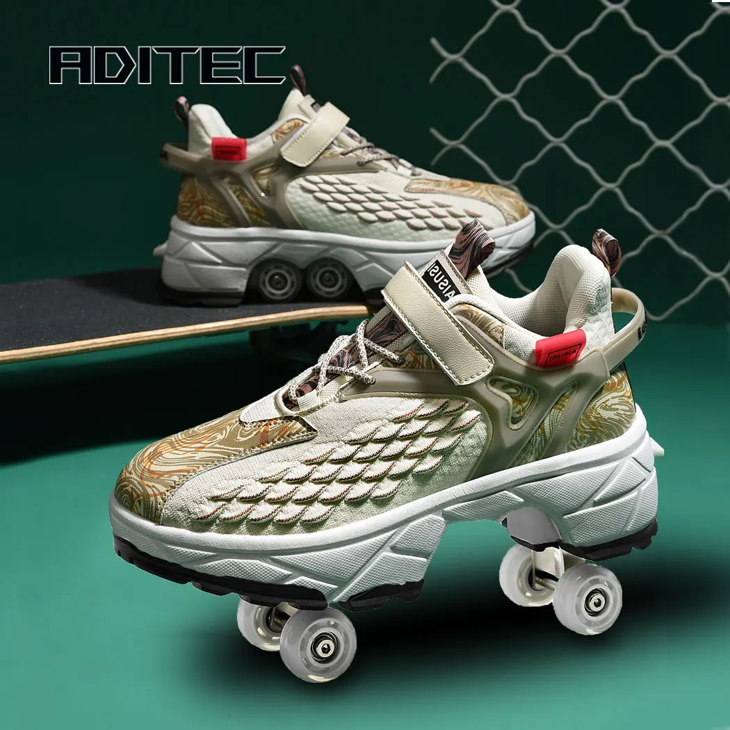 Regalos de Navidad para niños y niñas Patines de ruedas geniales. Patines de ruedas retráctiles Zapatillas de deporte Parkour, zapatos informales