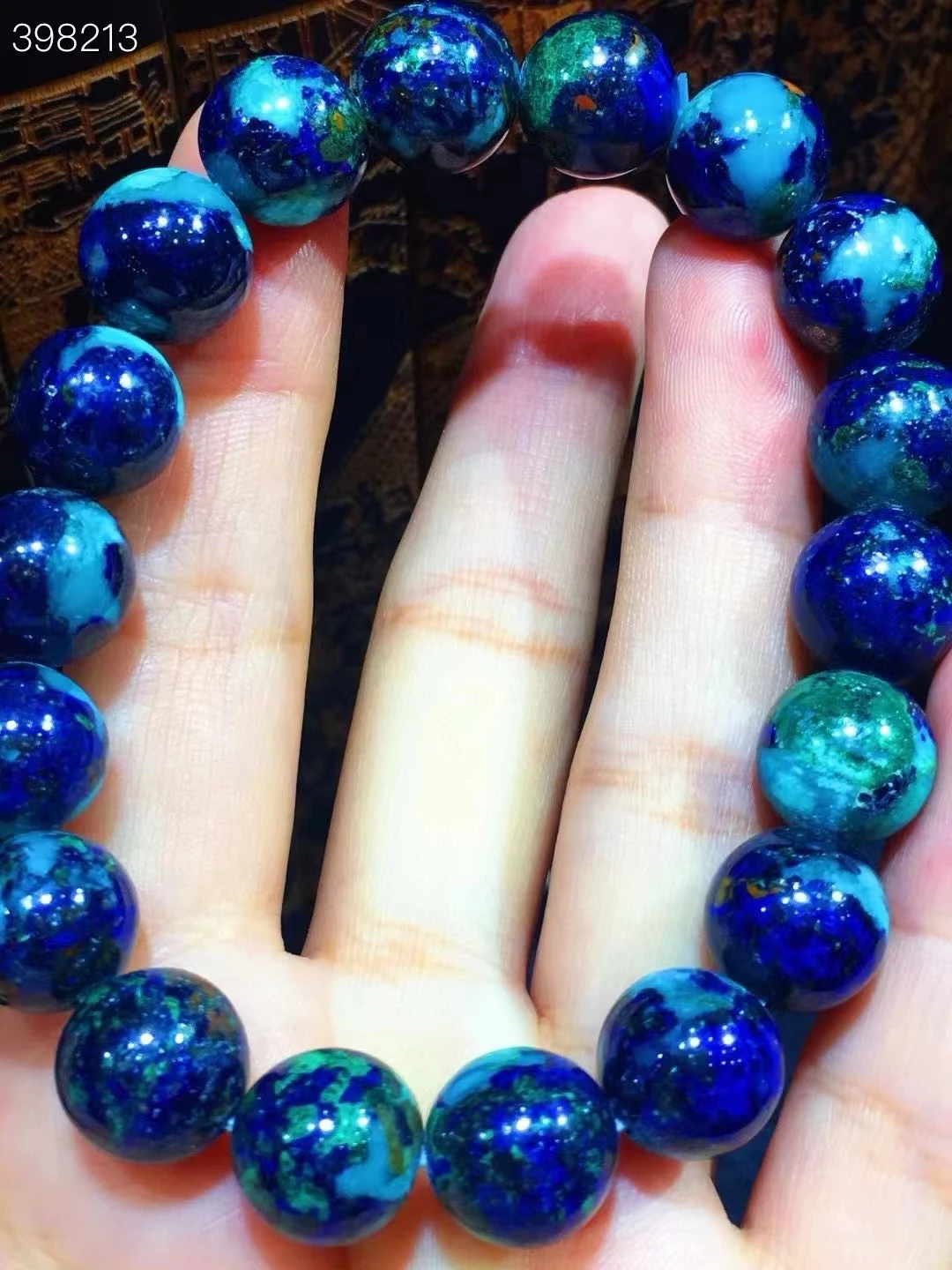 11.5mm Natural Blue Malachite Azurite Round Beads Bracelet Chrysocolla Gemstone Rare Women Men Jewelry AAAAAA