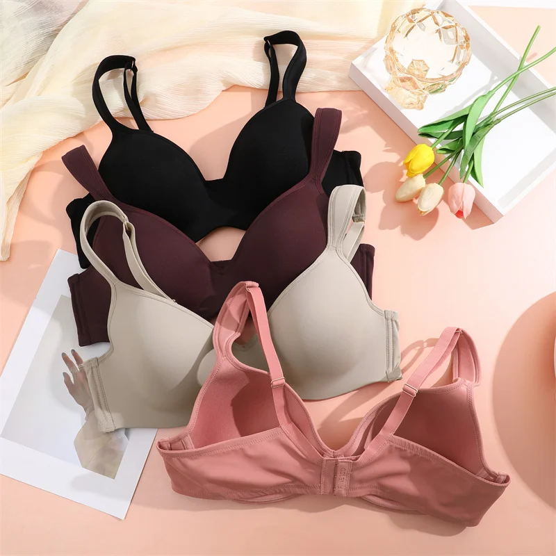 Push Up Bra For Women Plus SIze Breast Female Sexy Lingerie Solid Color Seamless Tube Top Bras Beauty Back Underwear Gather