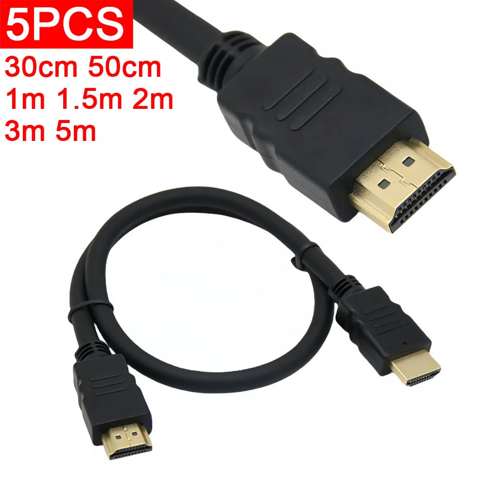 

5 шт. HDMI-совместимый кабель, видеокабели, позолоченный, 1,4 4K, 1080P, 3D-кабель для HDTV-сплиттера, переключатель 0,3 м, 1 м, 1,5 м, HDMI-HDMI