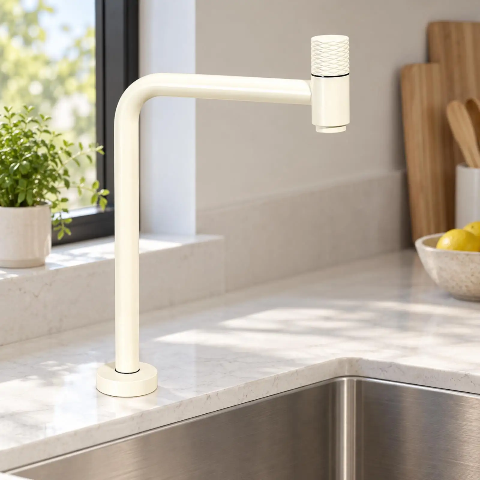 Cold Water Only Faucet Splash-Reducing 304 Stainless Steel Cold-Water Faucet Tall Angular Gooseneck Tap Aerated Long-Lasting