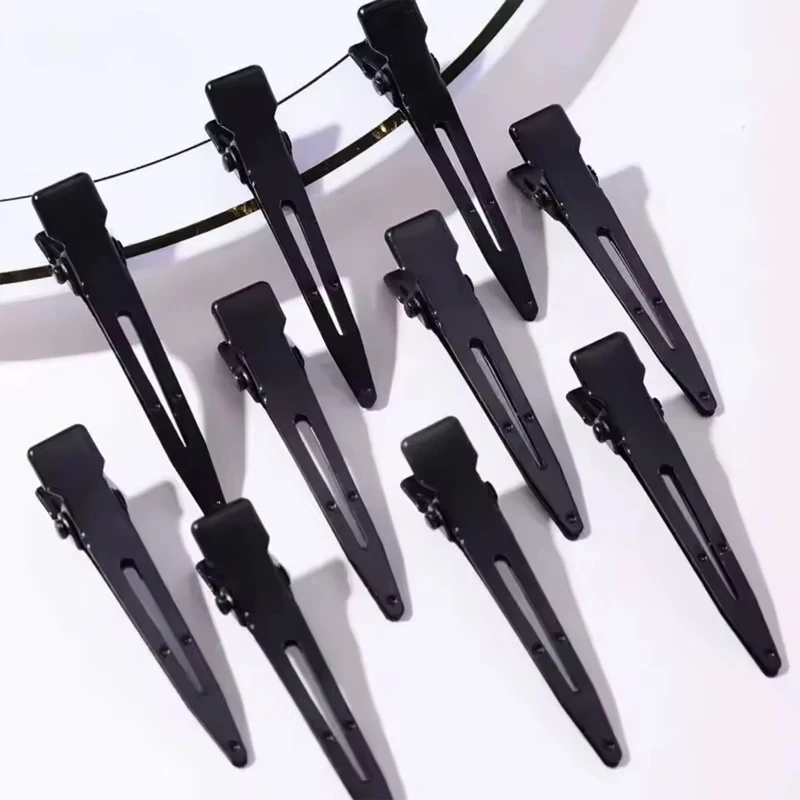 10PCS Schwarz Entenschnabel Haar Clips Rutschfeste Alligator Haar Clips Barber Salon Styling Sterben Haar Zubehör – Detail 2