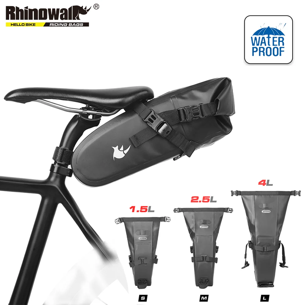 Rhinowalk Bike Saddle Bag Cycling Waterproof Tail Bag 1.5L/2.5L/4L Foldable MTB Road Bicycle Tube Pannier Storage Pack Travel