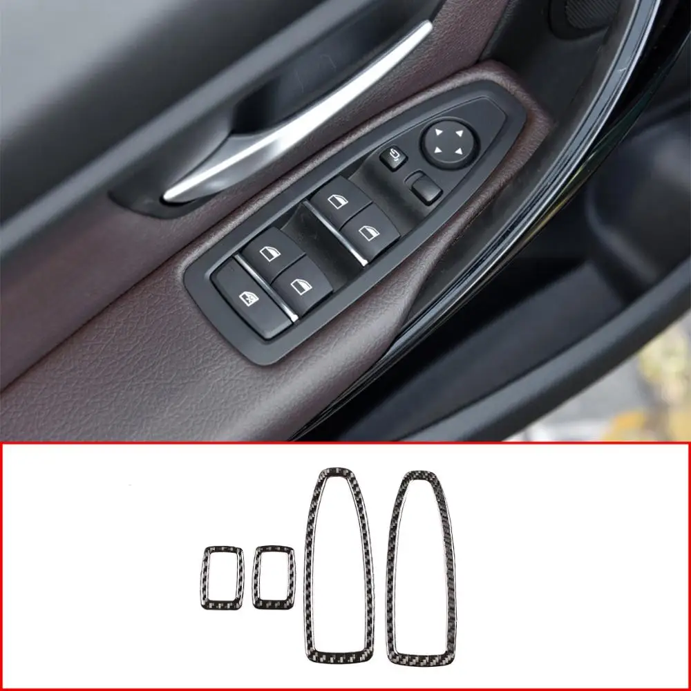 Car Accessories Soft Carbon Fiber Window Glass Lift Switch Button Decorative Panel For BMW 3 4 Series F30 F35 2013-2019