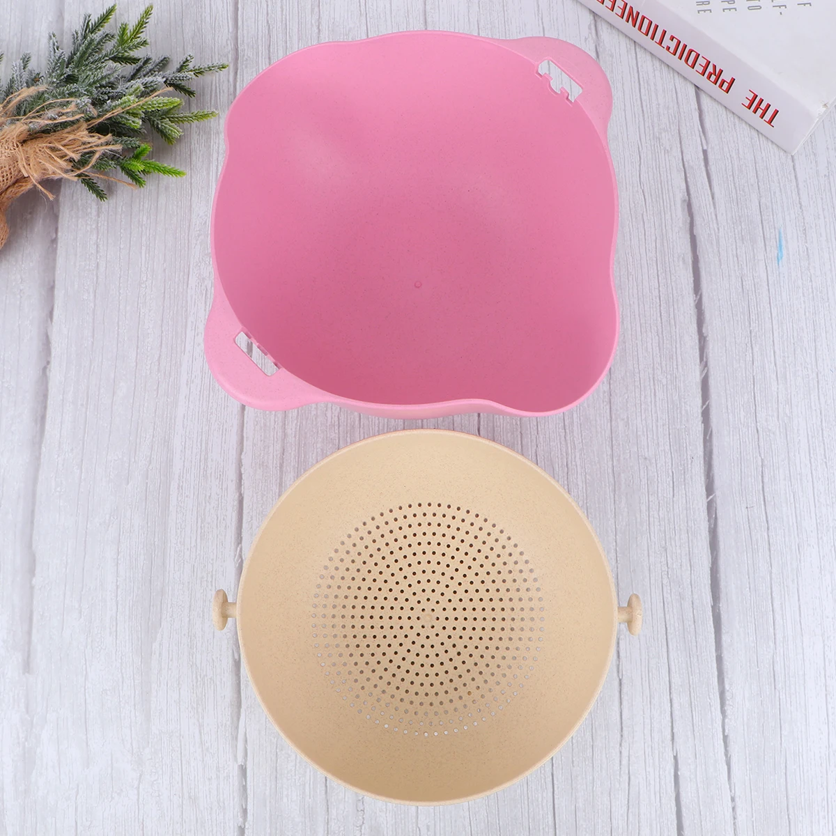 

Double Layer Drain Basket Fruit Vegetable Washing Storage Rack Quick Drying Kitchen Helper Plastic Hollow Design Rice Sieve