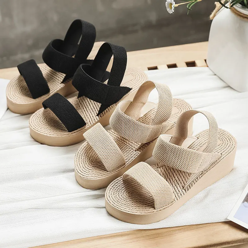 

Vintage Women Flat Sandals 2022 New Summer Thick Sole Outerwear In's Trendy Buckle Beach Sandals Women's Students Casual