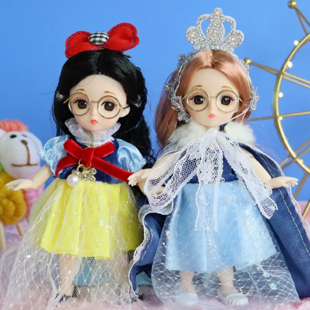 Attraktive Augen 17 cm Bjd-Puppe mit Kleidung, langes Haar, elegante Prinzessin, Anzieh-BJD-Puppen, Anime mit Perücke, Make-up