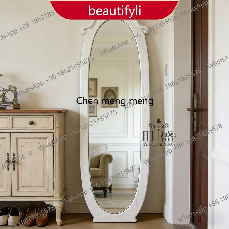 

Зеркало в полный рост в американском ретро-стиле, овальное настенное зеркало в полный рост, зеркало в стиле ваби-саби для спальни.