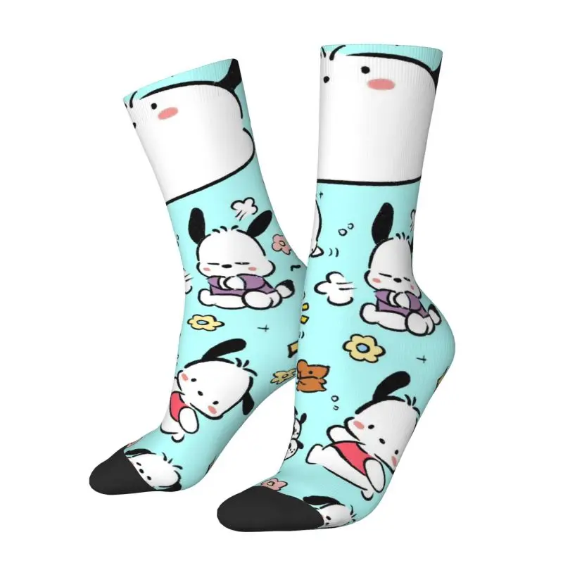 Custom Pochacco Cute Cartoon Wallpaper Men Women Crew Socks Unisex Cool Spring Summer Autumn Winter Dress Socks