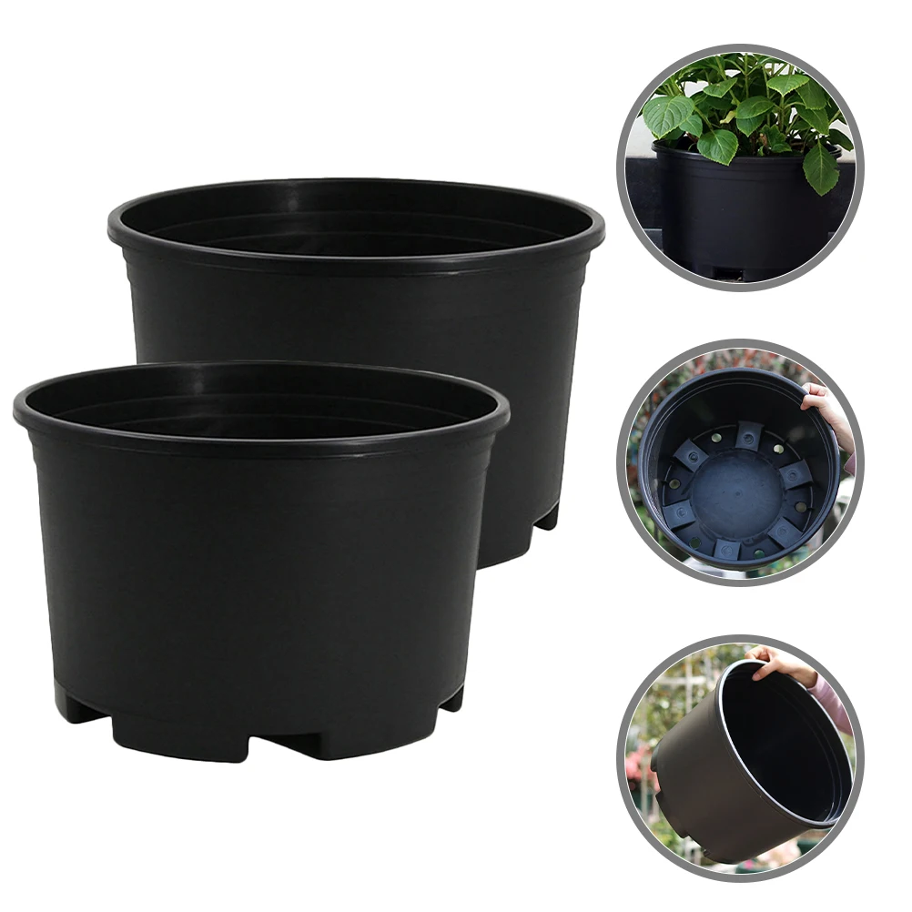 2Pcs Orchid Planting Pot Plastic Flower Large Planter Planters for Outdoor Plants Succulent Bowl Pots Floral Containers Black