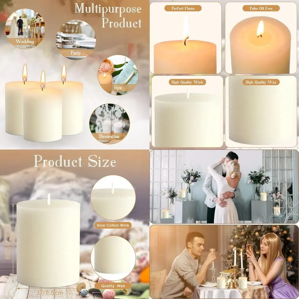 

9 упаковок свечей на столбе 3 x 4 дюйма, большие свечи бездымные и без капель, ручная работа, длинная чистая горящая банка на столбе без запаха