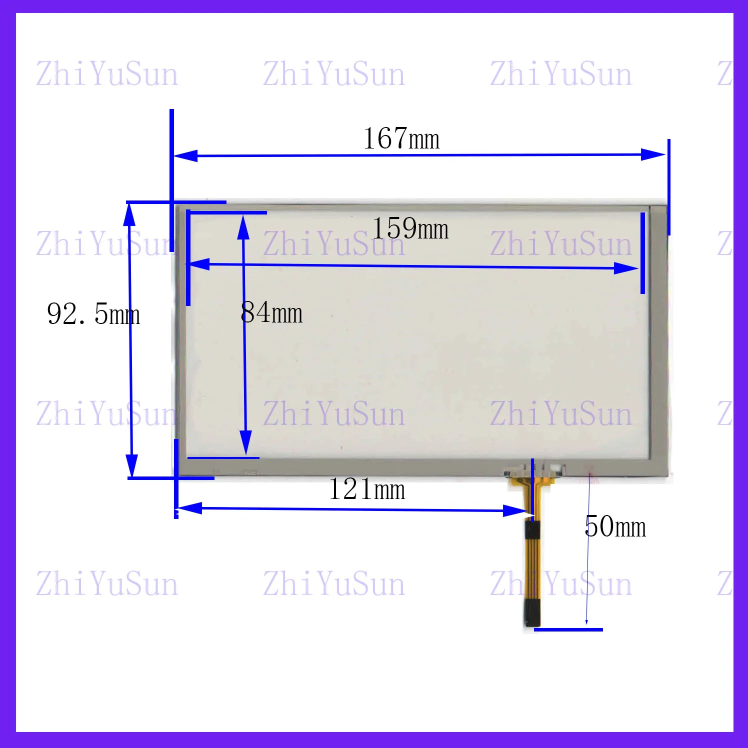 ZhiYuSun  SZXY  CA08  167*92 7inch 4-wire resistive touch panel for Car DVD, GPS Navigator screen  glass