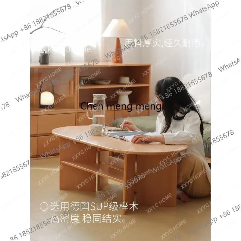 All solid wood beech Nordic log color coffee table living room household tea table small apartment