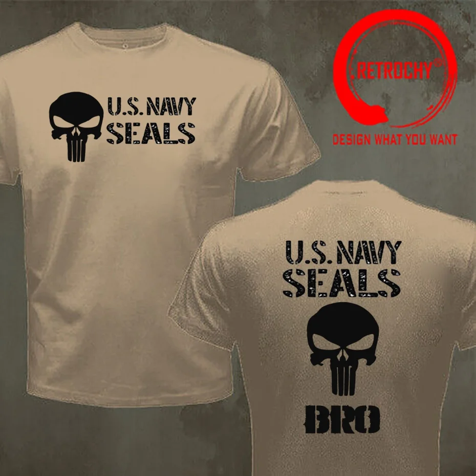 Funny Design Skull Deisgn Navy Seals  Shirt Men Fashion Trendy Casual Clothing Stylish Tops Tee Shirt Leisure Tshirt Men's