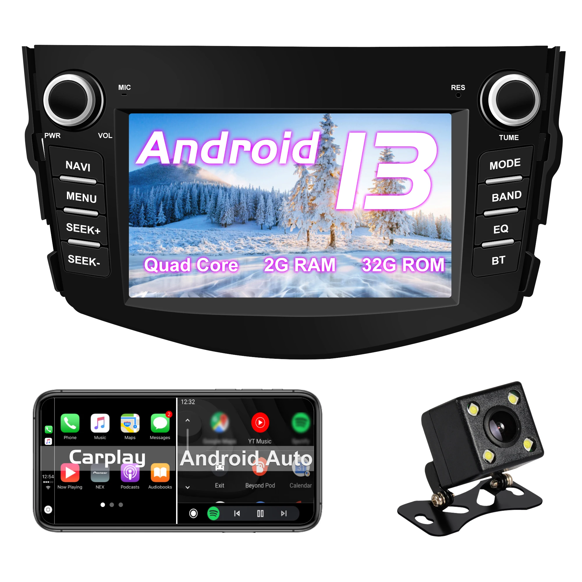 

Android Car radio for Toyota RAV4(2006~2012) Stereo screen Carplay,Android Auto,GPS Navigation,Bluetooth,Wifi,2+32G