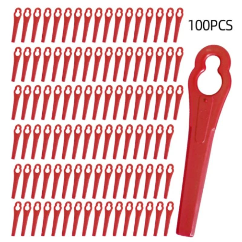 100pcs Lawnmower Blades Plastic L83 Grass Cutting Blade Replacement Parts Mowing Machine Blade Garden Cordless Grass Trimmer