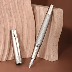 Hongdian 6013 Black Metal FountainPenTitanium /Silver EF/F/Bent Nib with Clip Converter Excellent Business Office Ink Pen
