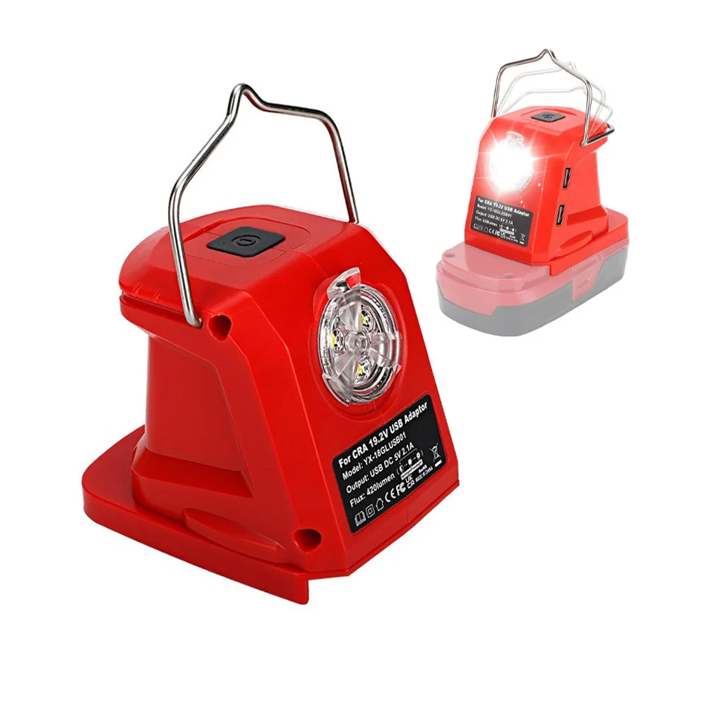 420 Lumens LED Work Light Portable Flashlight Compatible with For Ryobi/Craftsman 18V Lithium Batteries Dual USB Ports and Hook