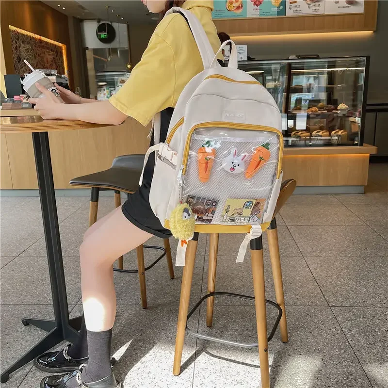 Fashion Popular Ita Bag 2024 High-capacity Canvas Transparent Backpacks for Women Teenage Girls Clear School Bag сумка Bolsas