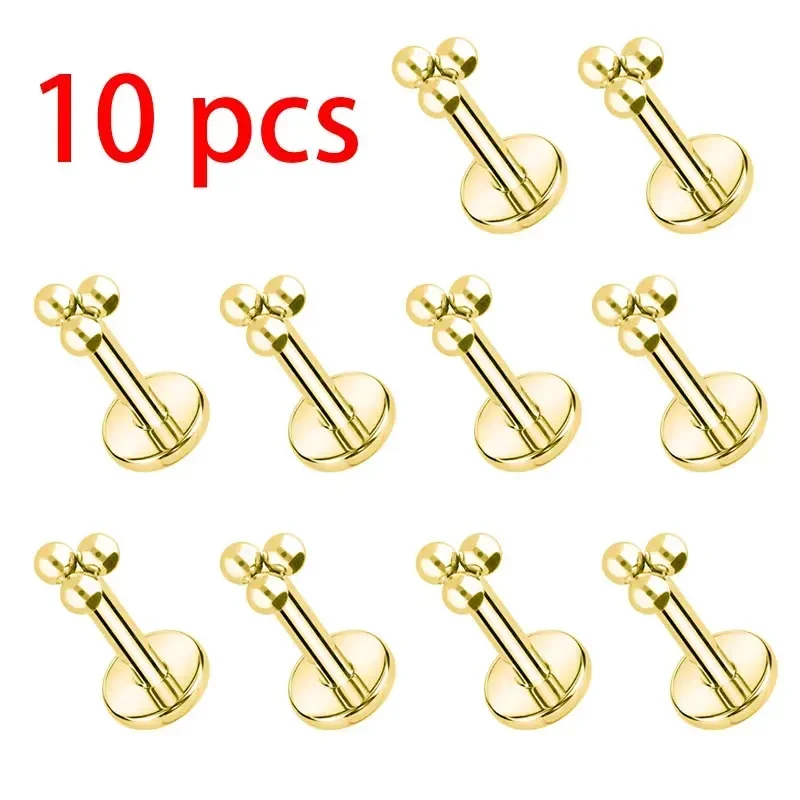 1/10pcs ASTM F136 Titanium 16G Mini 3 Kraal Cluster Labret Lip Piercing Tragus Kraakbeen Helix Conch oorbel Stud Neus Piercing - afbeelding 1