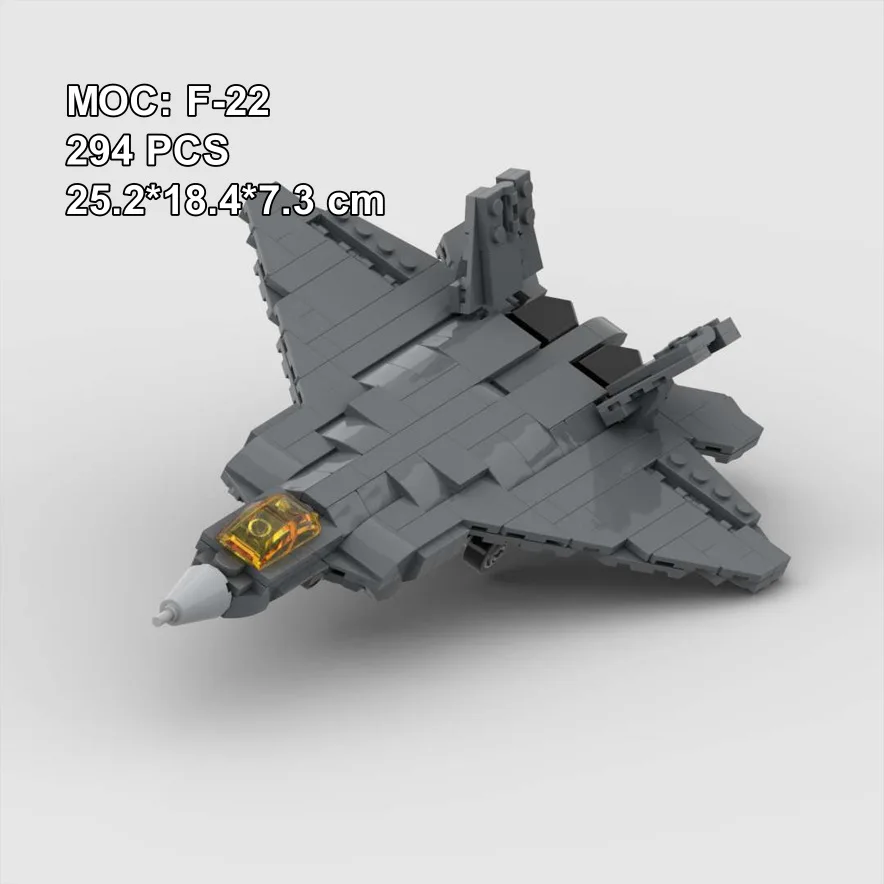 

Строительные блоки MOC, 294 шт., F-22 Raptor Fighter Jet Lockheed Martin, детская сборная модель самолета, игрушка в подарок