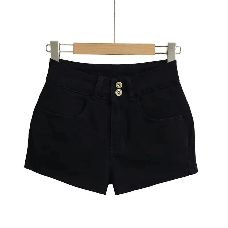 American High-waisted Shorts Women 2025 Summer Retro Sexy Khaki Denim Hot Pants