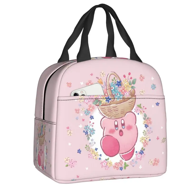 

Custom Kirbys Cartoon Game Insulated Lunch Tote Bag for Women Resuable Cooler Thermal Bento Box Work School Travel