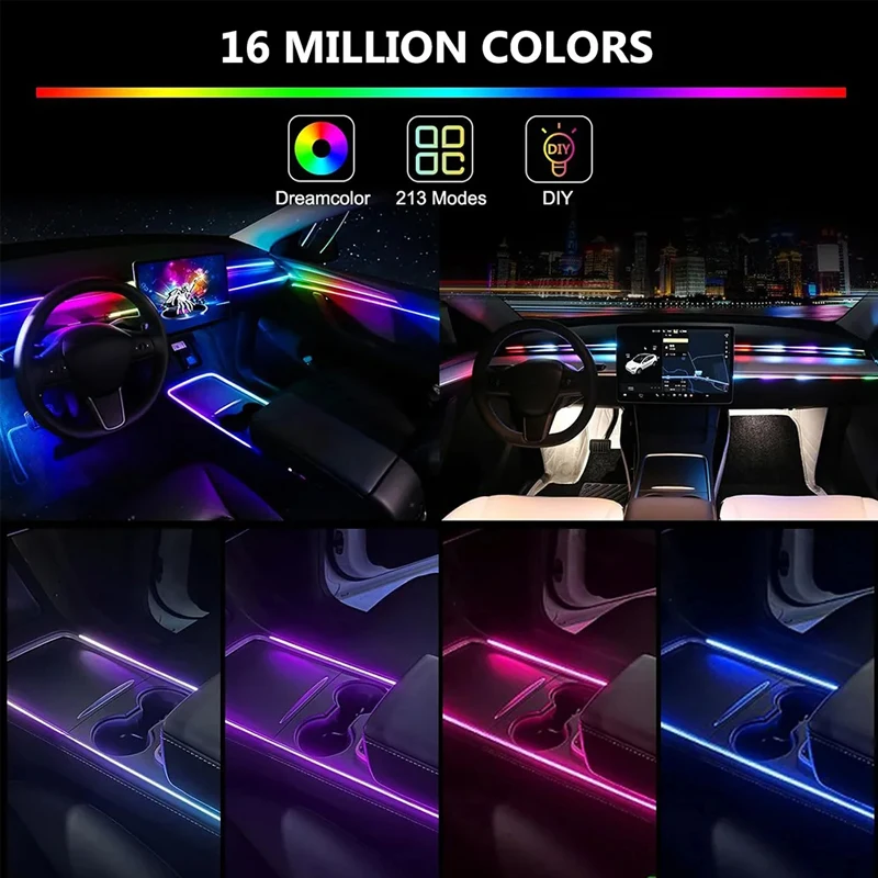 LED Car Interieurs Lights APP Control with Remote Music Sync RGB Color Car Atmosphere Lamp car accessories For BMW E90 F10 golf