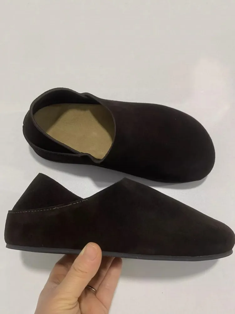 رجل عادية مريحة الانزلاق على المتسكعون الربيع الصيف البقرة الحقيقية المدبوغ أحذية من الجلد خمر جولة تو أحذية منصة سميكة 38-45