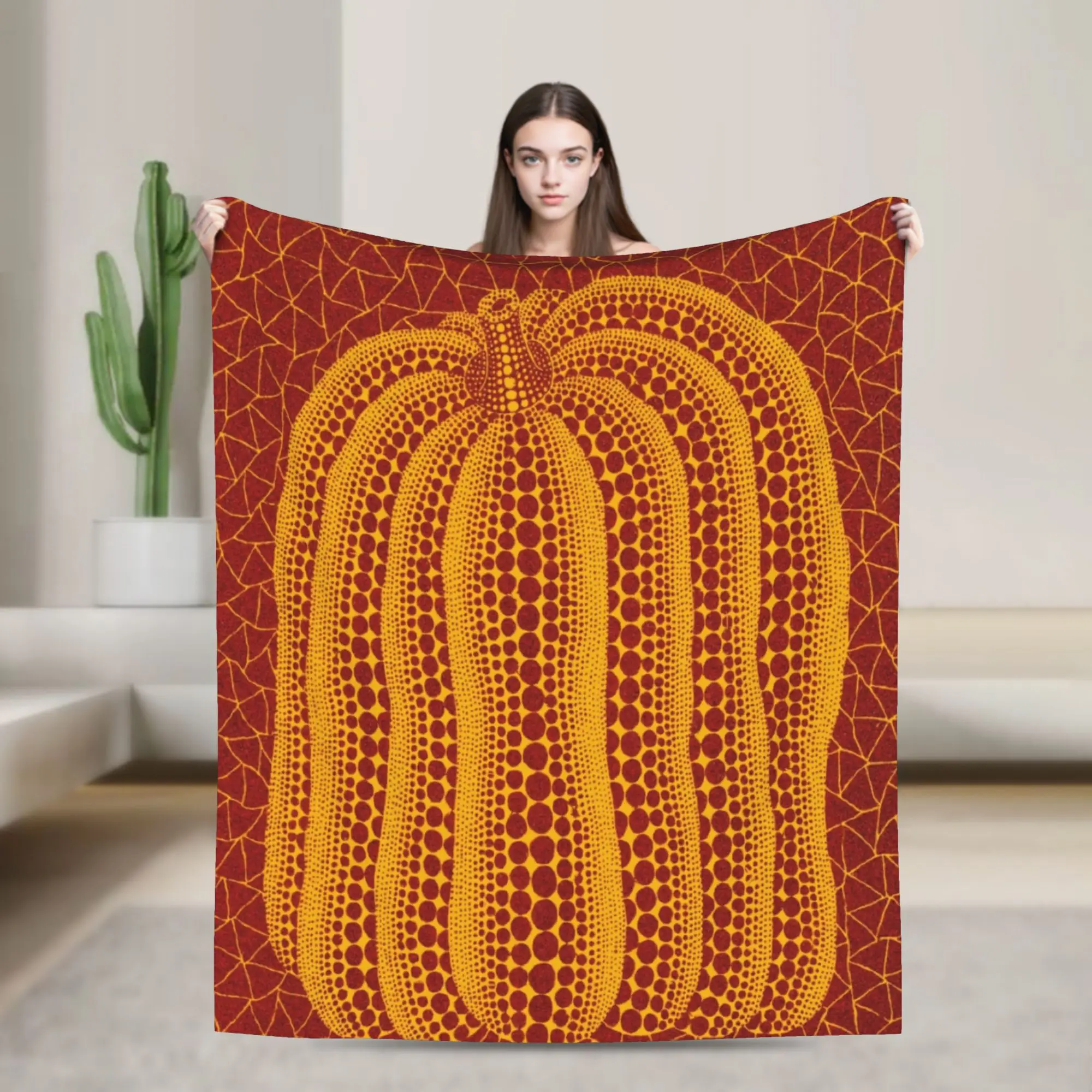 Yayoi Kusama Pumpkin Blanket Flannel Summer Air Conditioning Polka Aesthetic  Multifunction Throw Blanket for Bed Bedroom Throws