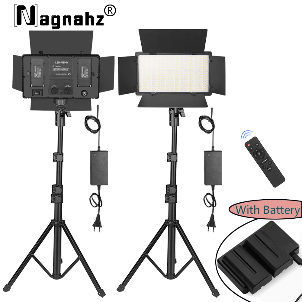 Nagnahz U600+ 40w Photo Studio Lamp on Camera LED Video Light with Remote Tripod Stand Bi-Color 2500K-8500k Dimmable for Tiktok