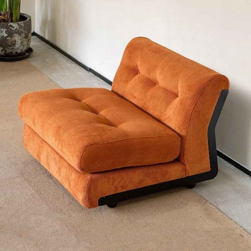 

Retro corduroy single and double three-person fabric sofa, simple medium and ancient style module sofa chair