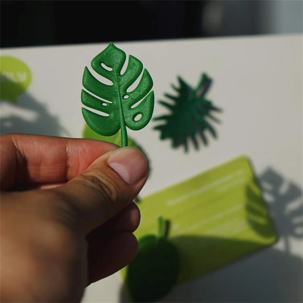 4Pcs Simulation of Leaves Fridge Magnet Artistic Fresh Bamboo Magnetic Stickers Creative Stereo Ins Wind Kitchen Home Decoration