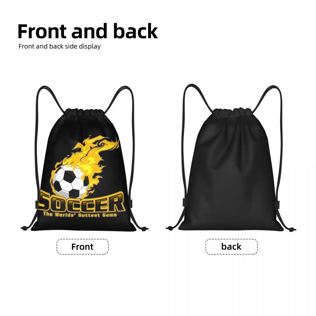 Custom Soccer Worlds Hottest Game Drawstring Bag for Shopping Yoga Backpacks Men Women Sports Gym Sackpack