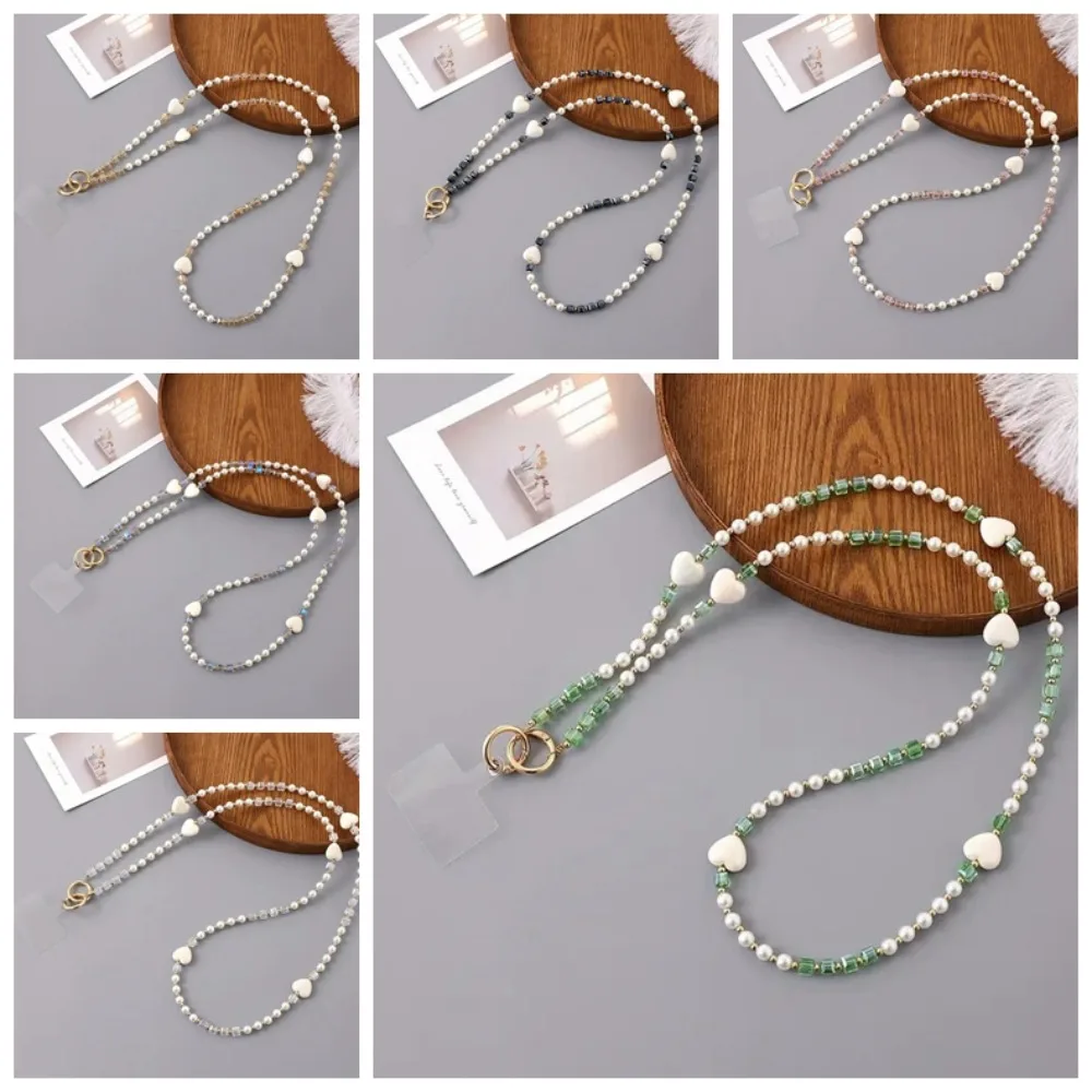 

С нашивкой из бисера, цепочка для телефона через плечо, сердце любви, анти-потерянный ремешок для мобильного телефона, цепочка для сумки, милые шейные ремни для телефона