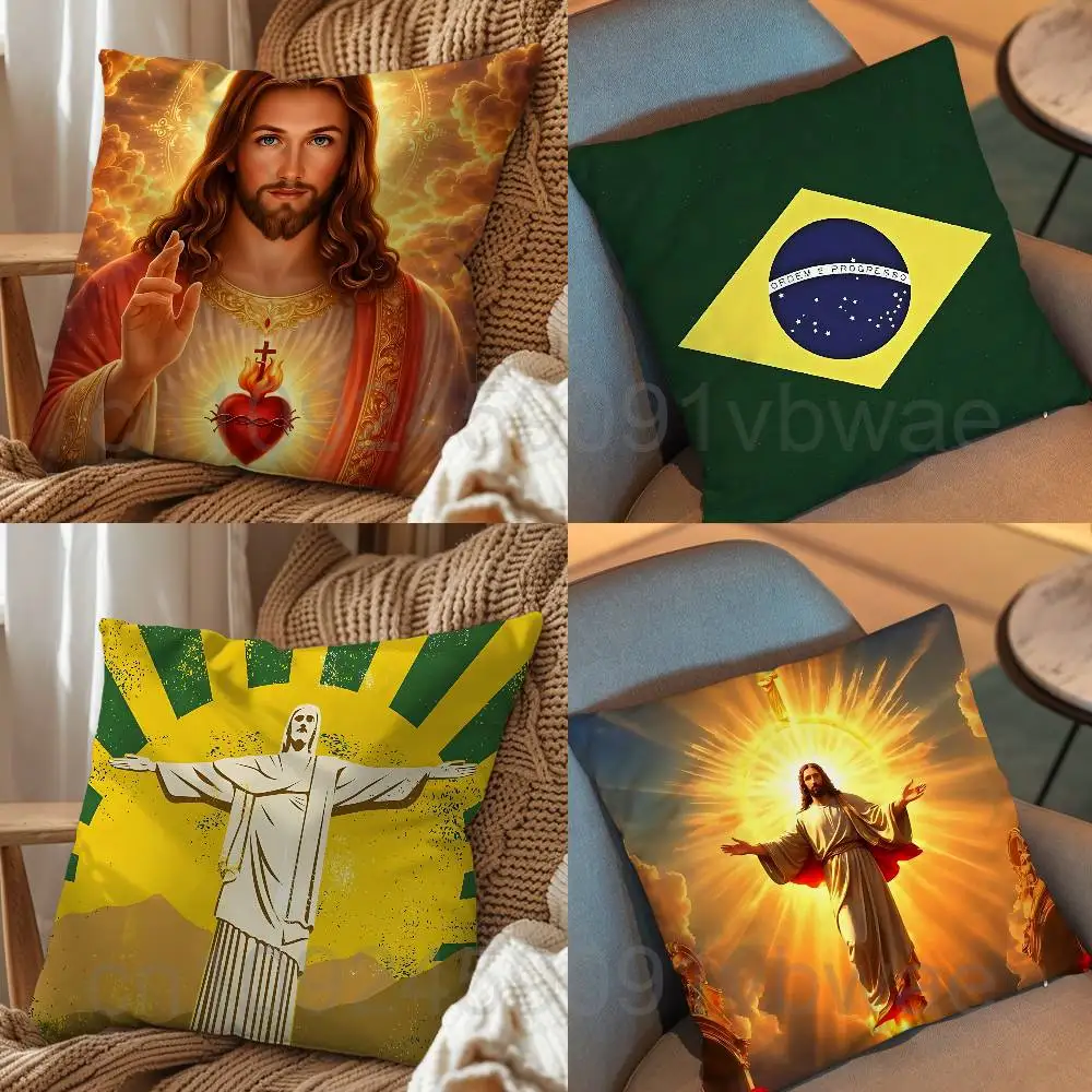 Brazil Flag Christ Pillow Case