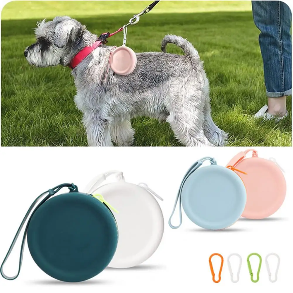 Silicone Dog Treat Pouch with Carabiner, Kids Round Zipper Closure Pouch, Dog Training Pouch, Pocket Size, Cat Snack Bag