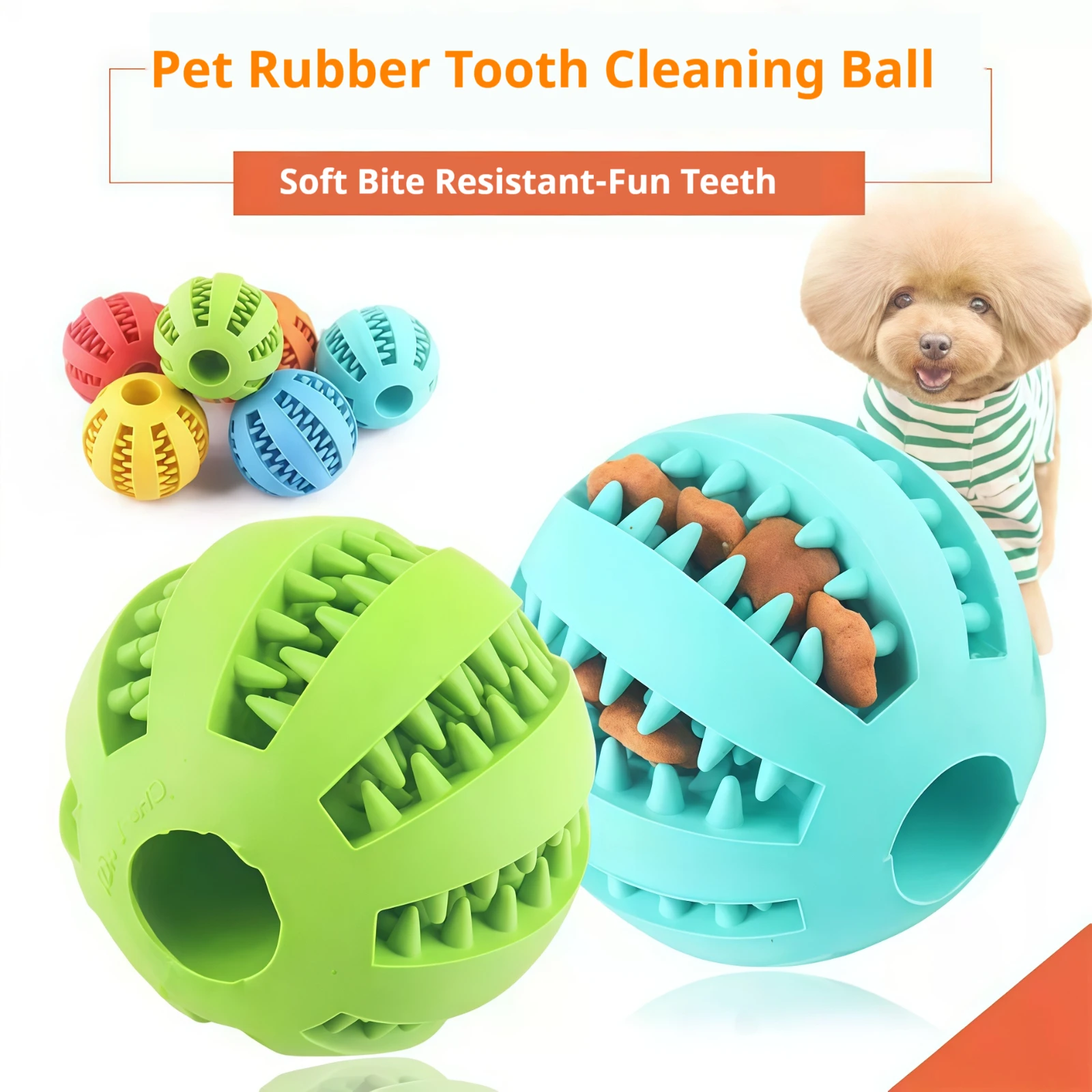 

Dog Toy Ball Interactive Rubber Balls Puppy Chewing Toys Pet Tooth Cleaning Ball Cats Pets Food Treat Feeder Silicone Balls Toy