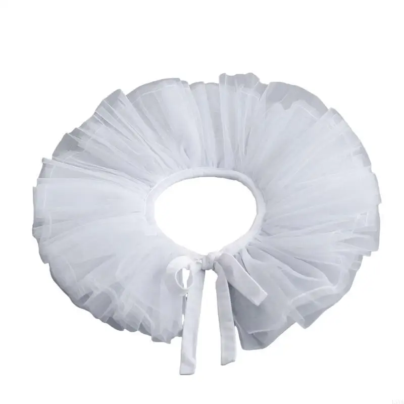 L5YA Victorian Ruffled Choker Collar Decorative Tulle Medieval Cosplay