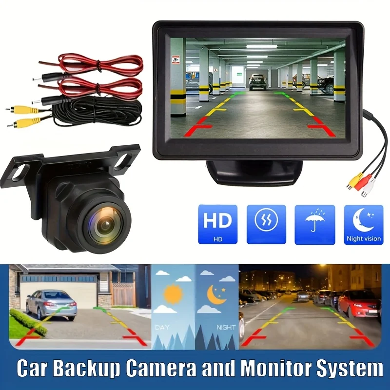 

4.3inch Universal Rear View Backup Camera with Monitor Kit Car Safety Driving & Reversing Parking System for Vehicles, Pickup