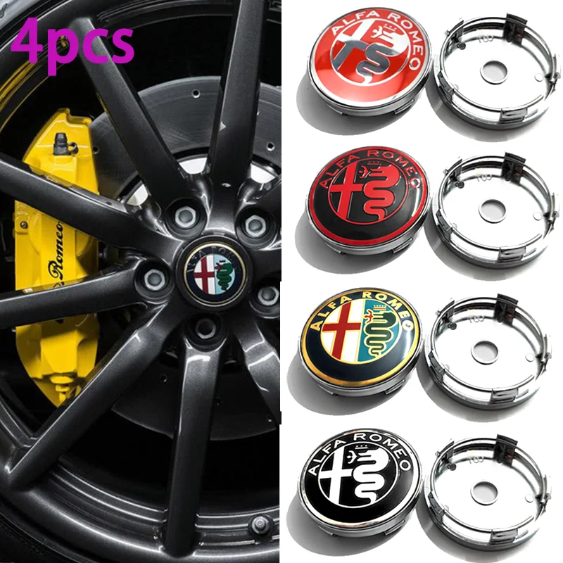 4 Pcs 60mm Wheel Center Cap Badge Rim Hub Cover Logo Hubcap Emblem Car Accessories For Alfa Romeo Mito 147 156 159 166