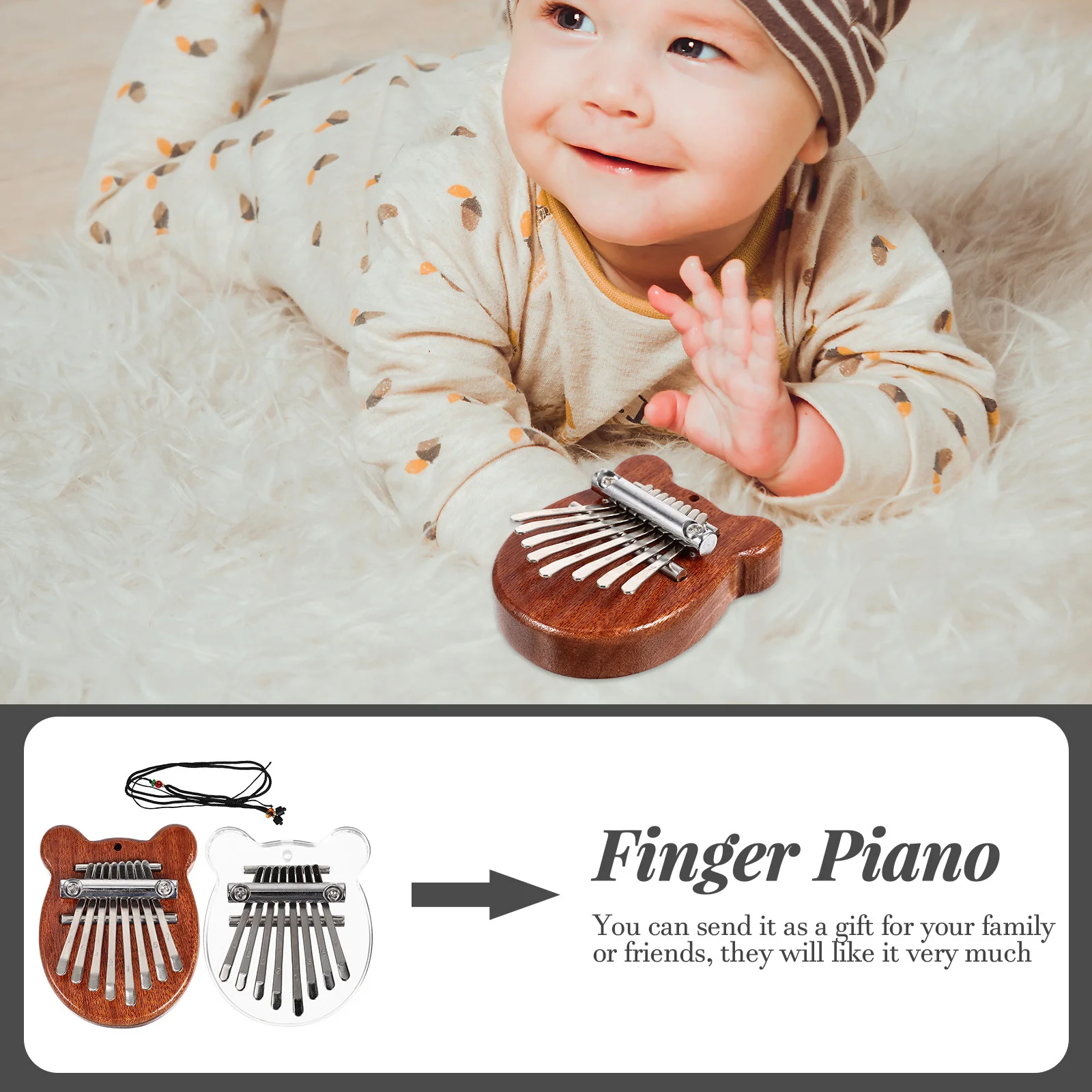 

2Pcs Mini Kalimba 8 Note Thumb Pianos Compact Cartoon Style Kalimba Portable Music Instrument for Beginners Outdoor