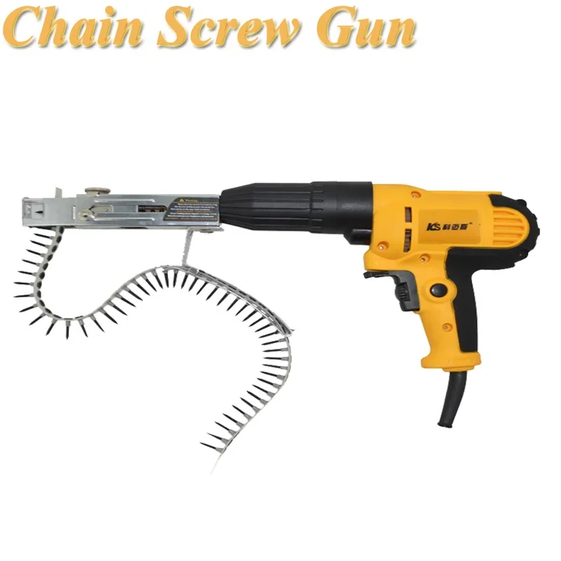 

25-41mm Chain Screw Gun 220V Electric Screwdriver Gypsum Board Chain Screw Gun Automatic Woodworking Decorating Tools LYL-01