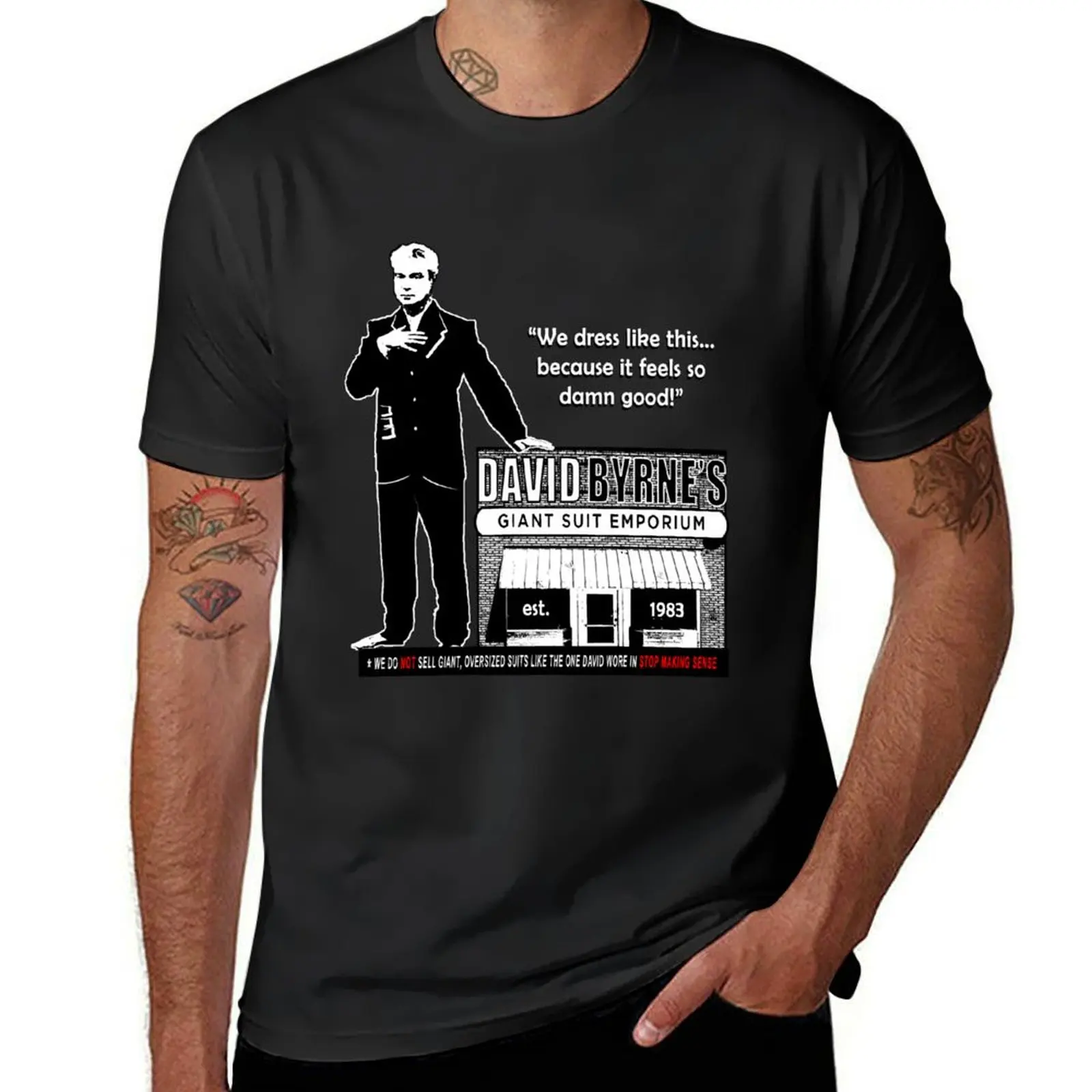 David Byrne's Giant Suit Emporium (Version 2) T-Shirt quick drying graphics vintage sweat shirts, men