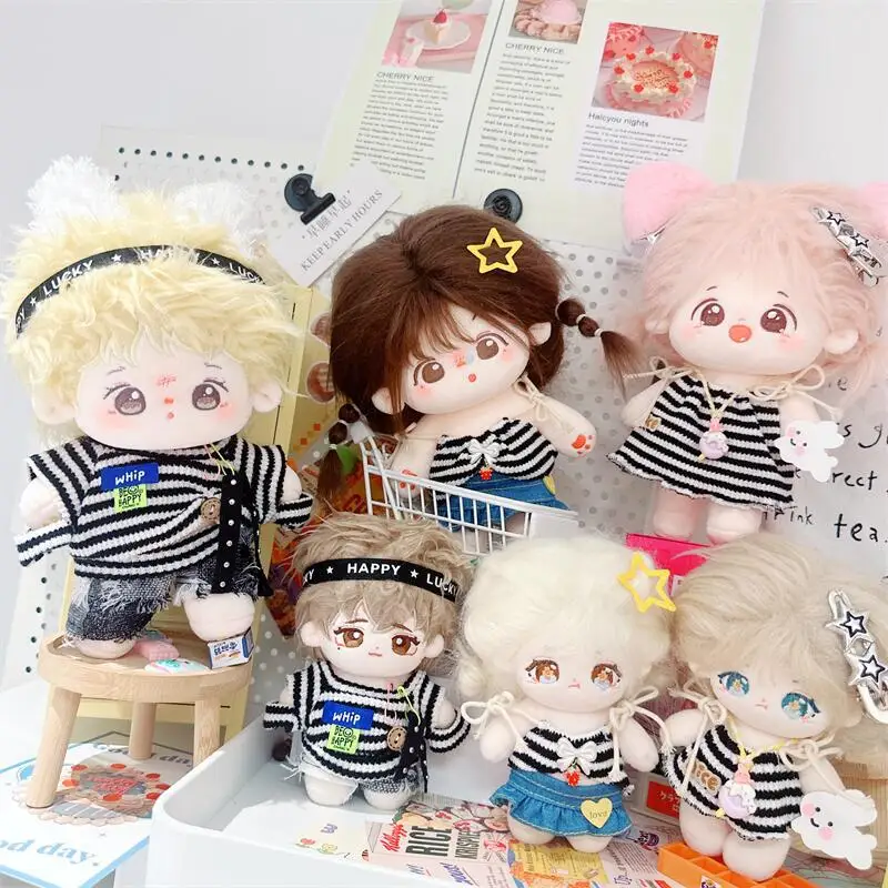 

Kawaii Doll Clothes for Girls, Stripe Suit, Cartoon Soft Stuffed Plush Doll Clothes, DIY Changing Clothes, Games Gift,10cm, 20cm