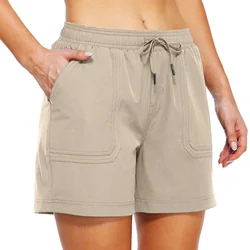 Shorts de caminhada ao ar livre de secagem rápida para mulheres, shorts atléticos de golfe, treino, calções aquáticos, corrida, ginásio, estiramento, curto esportivo, verão