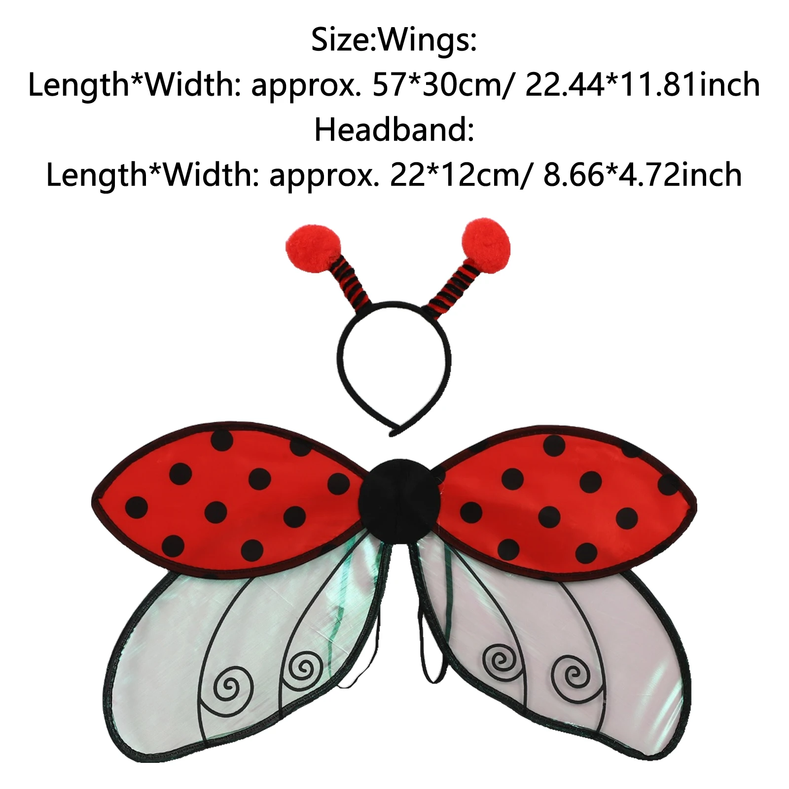 Aile de coccinelles pour adultes et filles, Costumes d'halloween, ailes d'abeille, bandeau pour scène, Cosplay, accessoires de mascarade, aile d'insecte