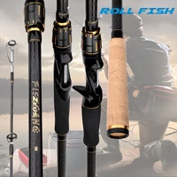 ROLLFISH Caña de pescar de surf de carbono cruzado de 3 secciones: playa de fundición de larga distancia/agua salada, diseño de viaje ultraligero