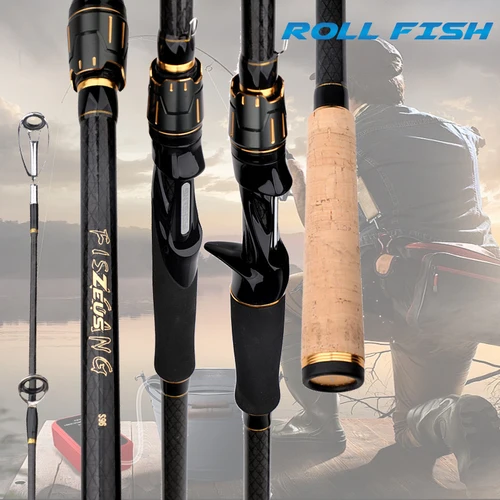 Imagen 1 del producto ROLLFISH Caña de pescar de surf de carbono cruzado de 3 secciones: playa de fundición de larga distancia/agua salada, diseño de viaje ultraligero